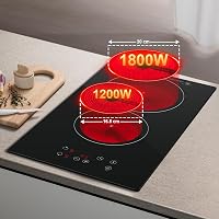 KICHPOWER 2 Égőfejes Üvegkerámia Főzőlap 30cm Érintésvezérlés 3000W 2