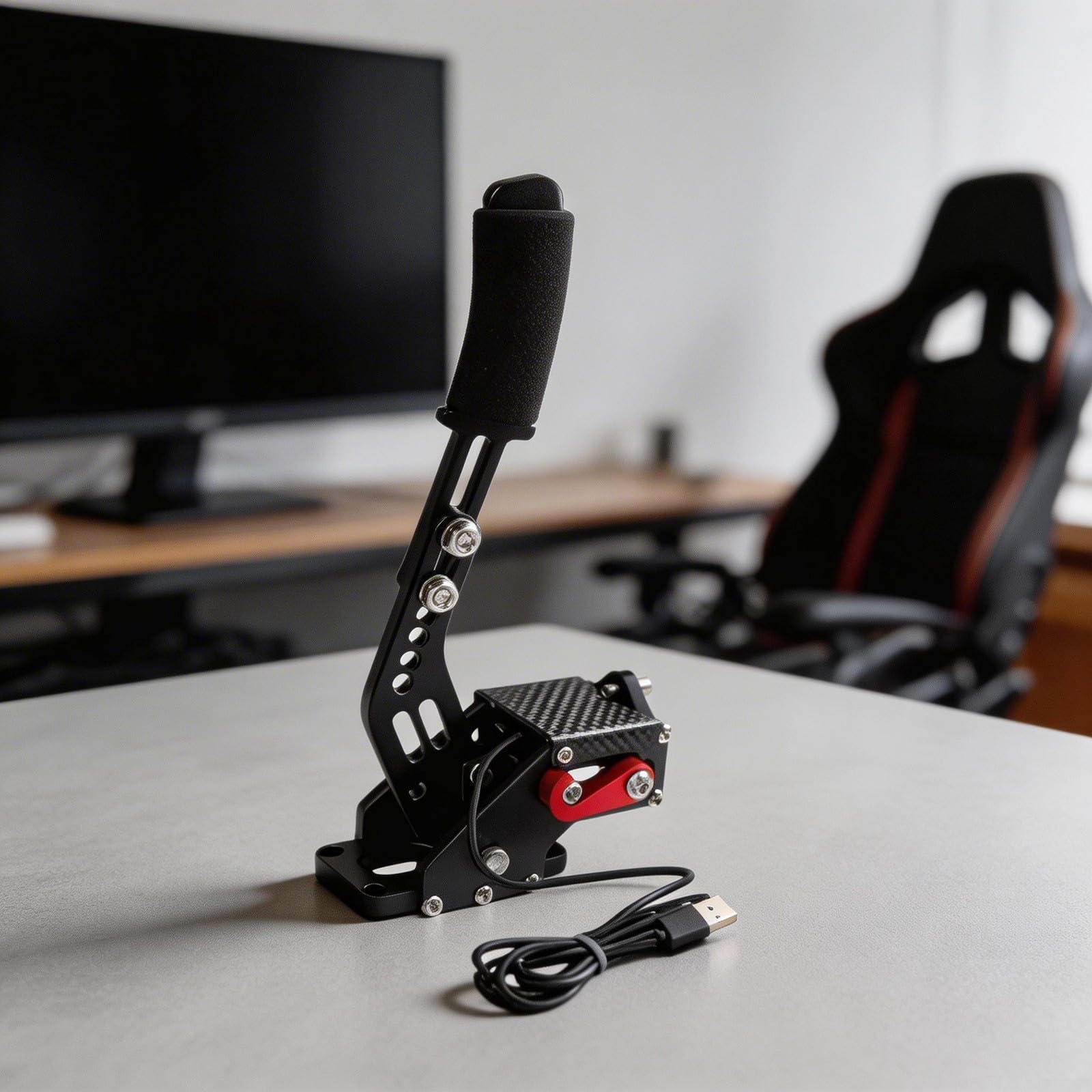 USB H & freno, per giochi di corse PC, sensore Hall in lega di alluminio con molla regolabile, compatibile con G27 G29 G920 T500 T300RS (nero)
