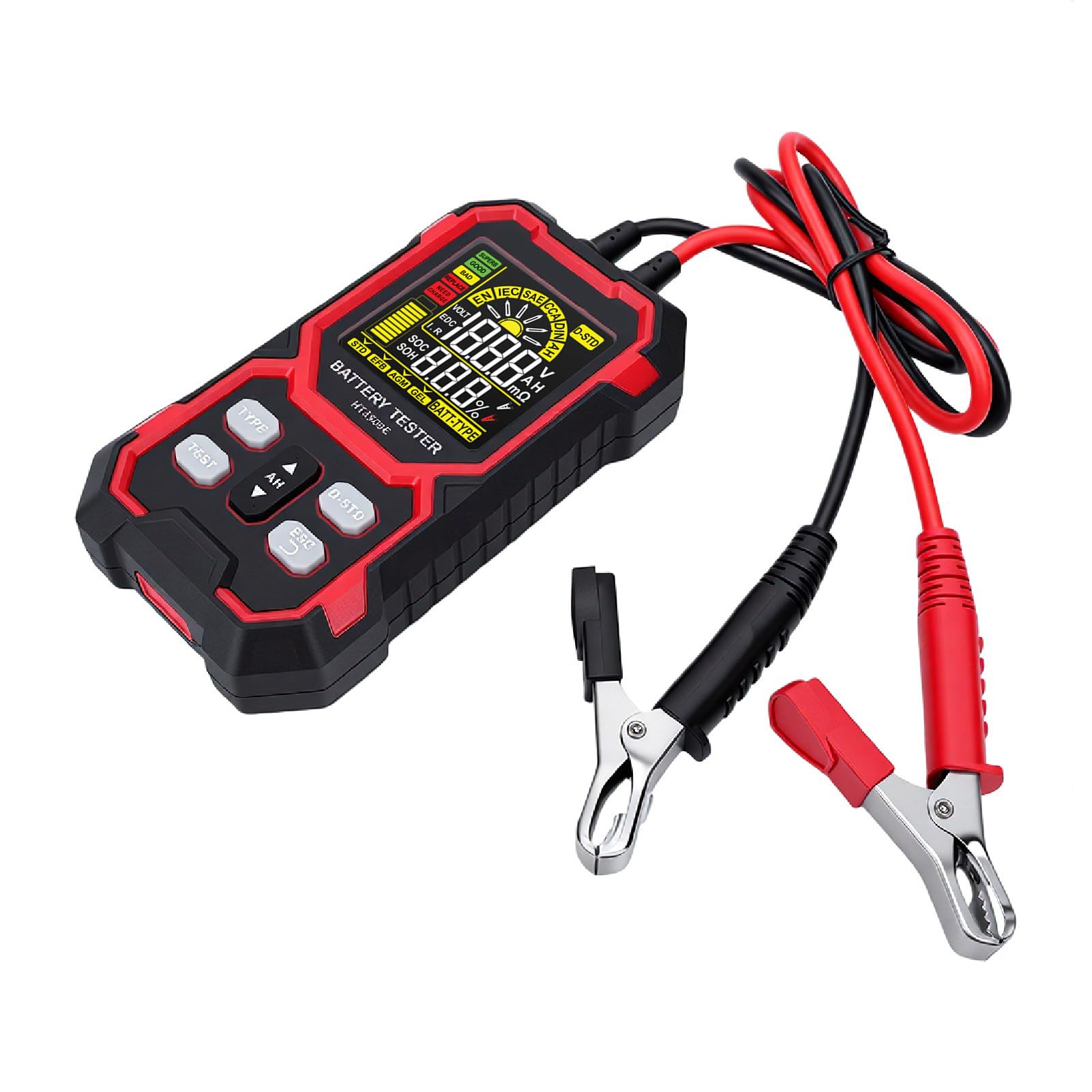Tester Batteria, Analizzatore Batteria Digitale 50-2000 CCA con Test di Carico, Strumento Diagnostico Automobilistica per Auto, Camion, Motocicli, Barche