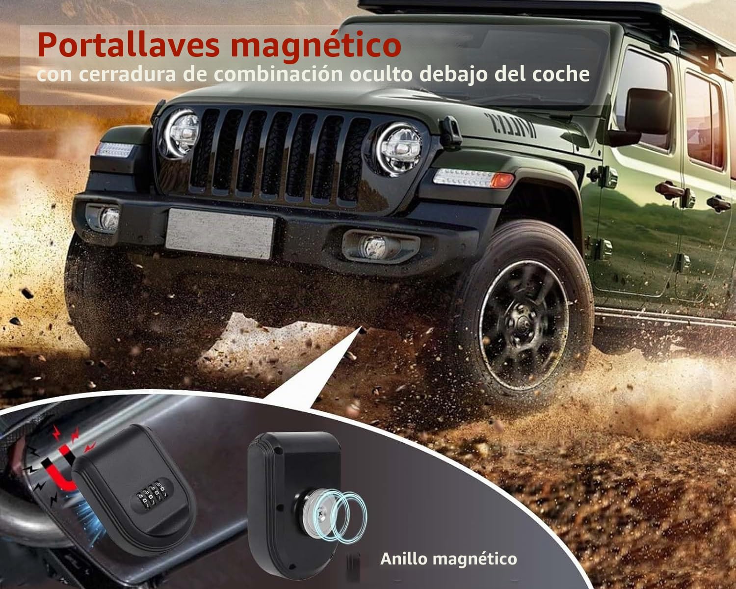 Caja de Seguridad para Llaves de Coche Magnéticas con Combinación de 4 Dígitos, Caja Fuerte para Llaves Resistente a la Intemperie y al óxido, Armarios de Llaves Montada en la Pared