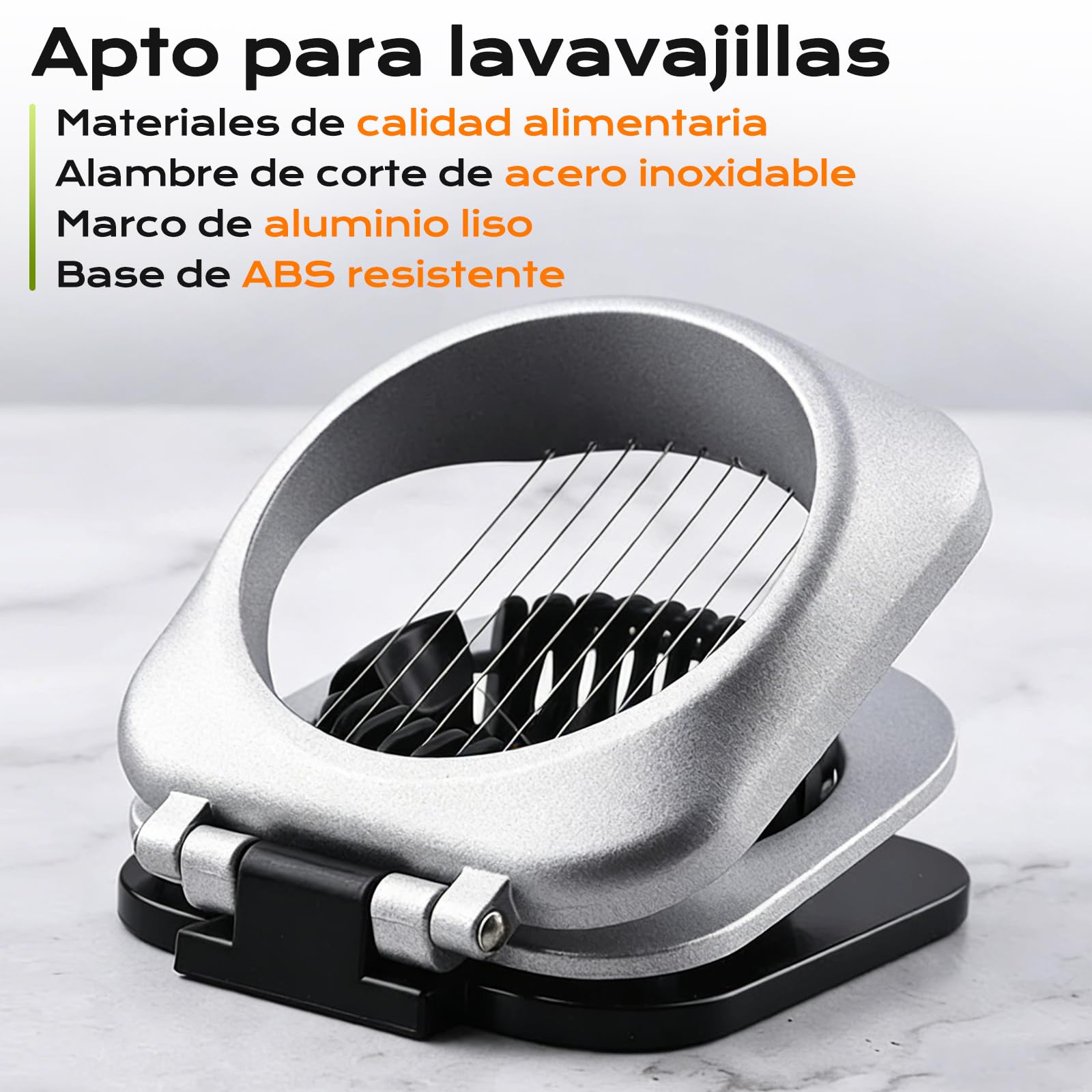Cortador Huevos Duros Acero Inoxidable Aluminio, Corta Huevos Cocidos Profesional apto para Lavavajillas, Cortador de Huevo Cocidos de Velocidad para Tomates Mozzarella Kiwi Fresas, Egg Slicer