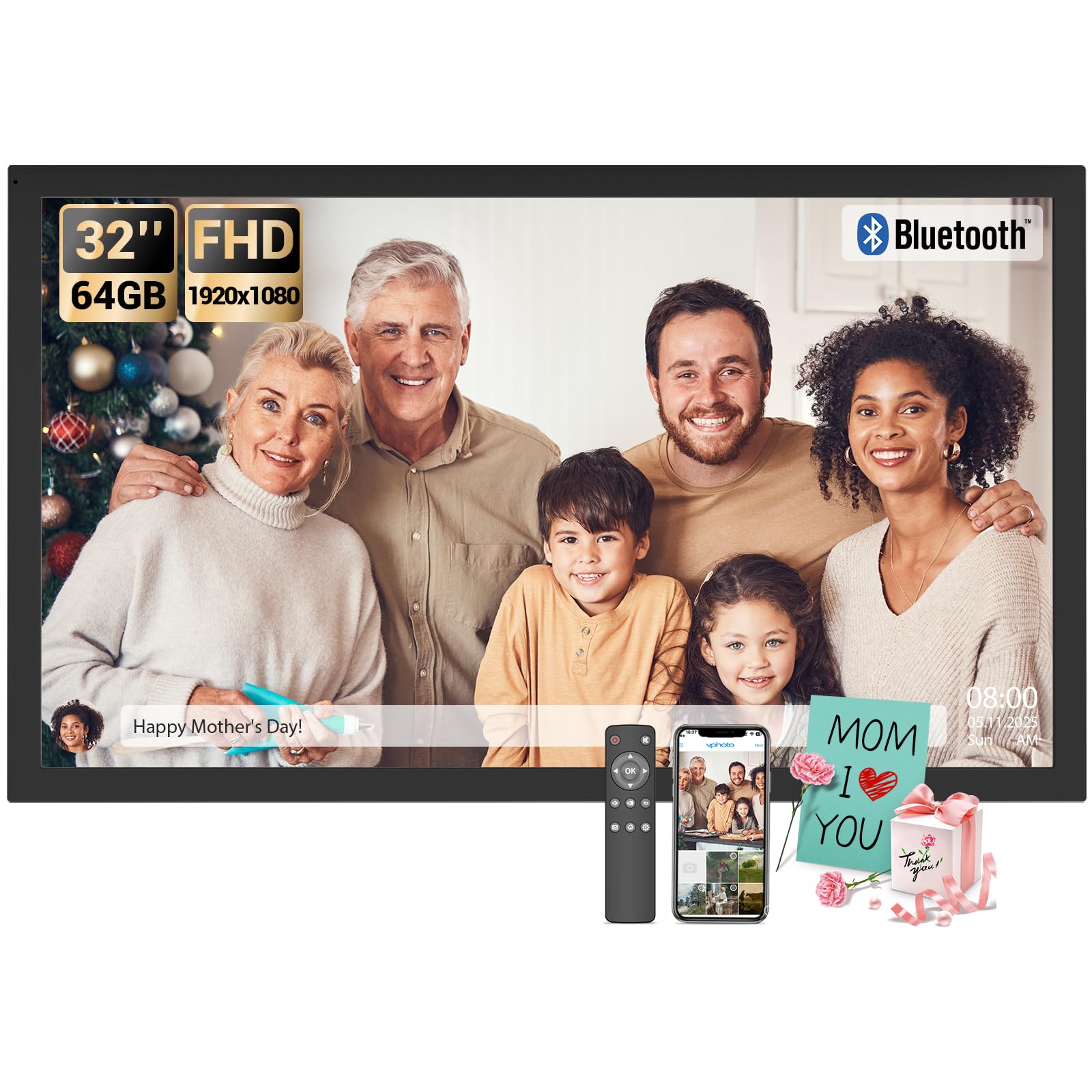 BSIMB Large Digital Picture Frame 21.5 Inch, 1920x1080 FHD WiFi Digital Photo Frame Electronic 32gb Remote Control Share Pictures Videos Via App Usb S