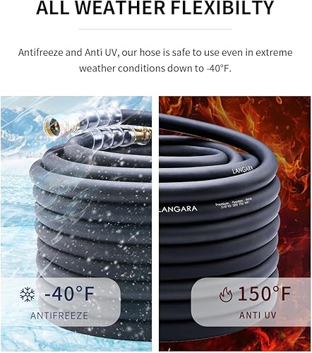 Miniatura 5 de Manguera de jardín de alta calidad resistente de 75 pies x 58 pulgadas, 300 PSI de trabajo, 1000 PSI, manguera de agua con mango giratorio