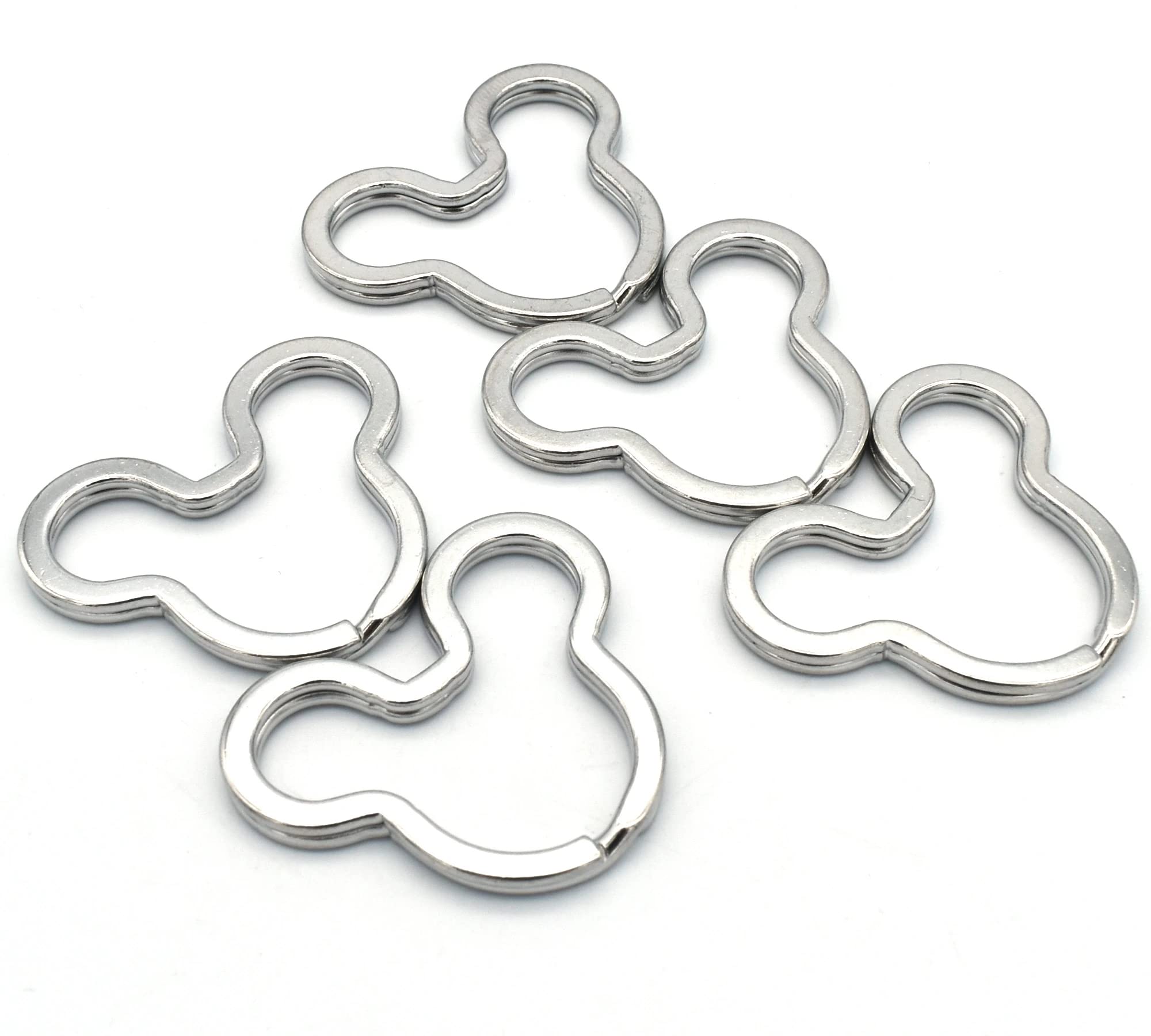 KXJHY 25PCS Mouse Head Shape Key Rings, Crafts DIY Keychain Metal Key Rings for Home Car Office Organization, Arts Crafts Projects (Silver)