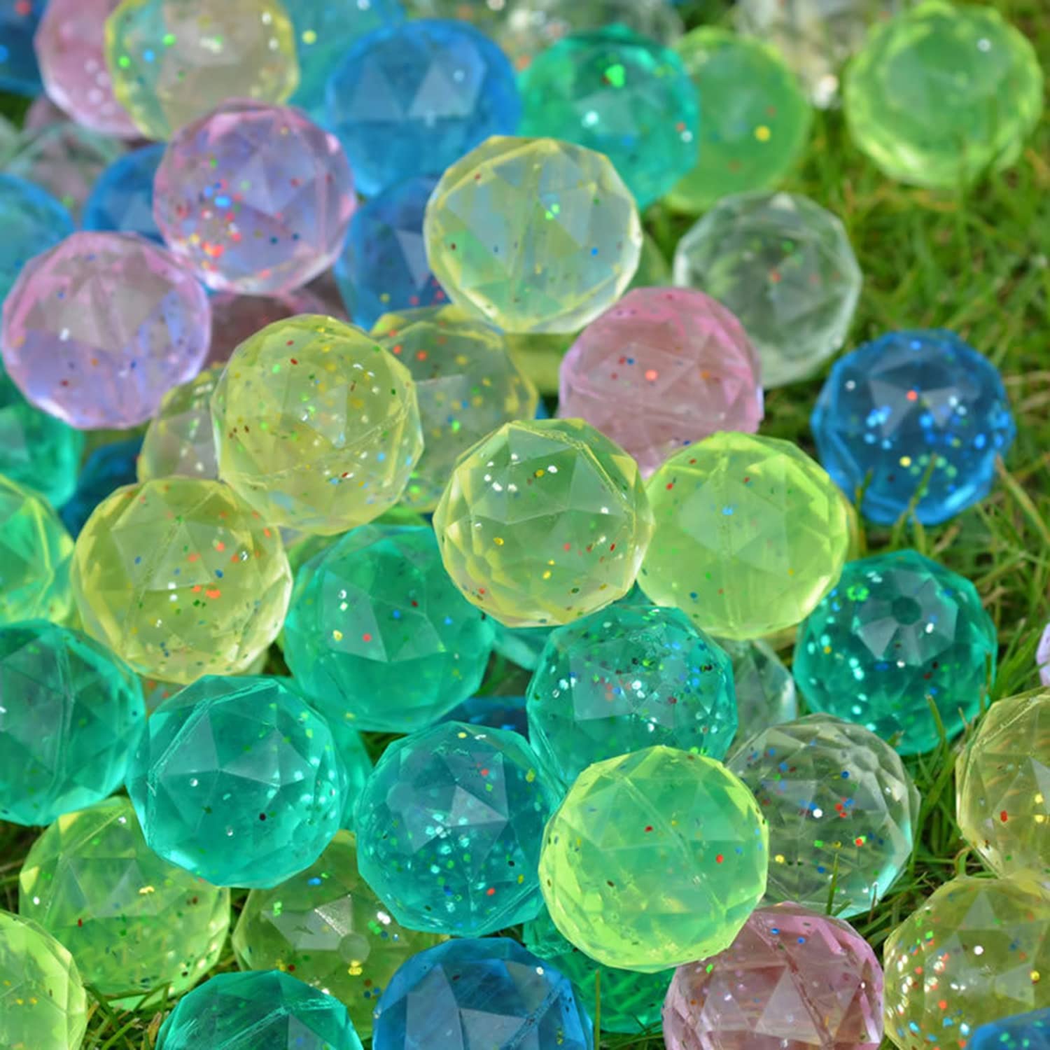 KASTWAVE Diamond Bouncy Balls for Kids - 25 Pcs High Bounce Balls, Fun Assorted Colors - Birthday Party Favors, Goodie Bag Fillers