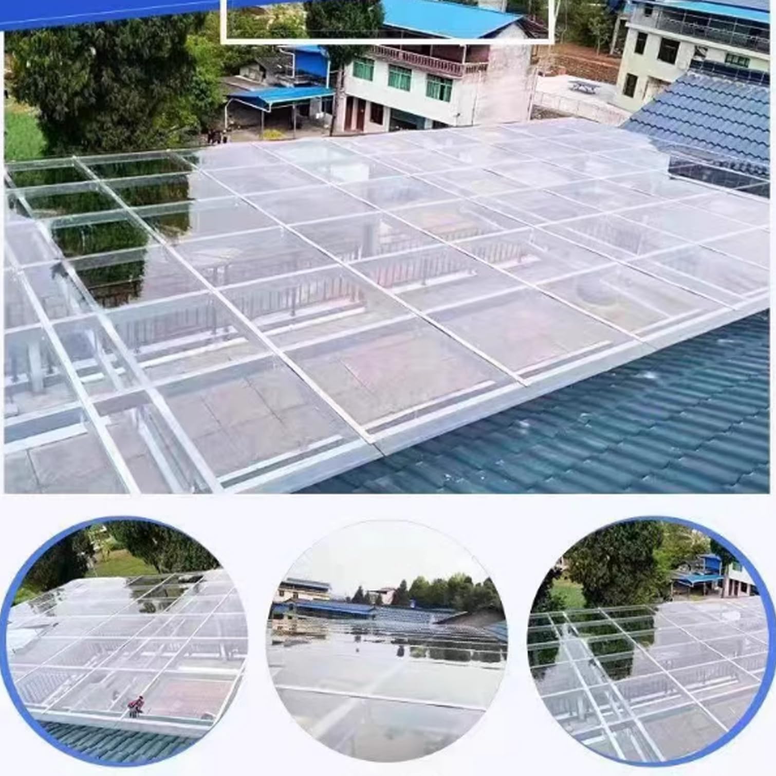 Panel de techo de policarbonato transparente de 1 mm, resistente a la lluvia, anti UV, fácil de doblar, 1 m x 14 m