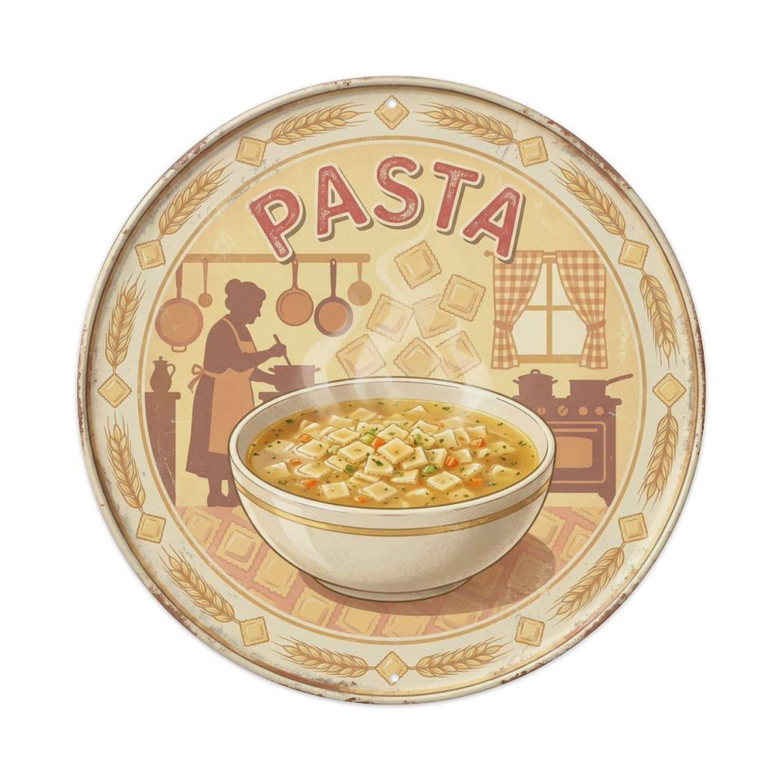 Pasta Kitchen Italian Mediterranean Heritage Diner Metal Tin Sign