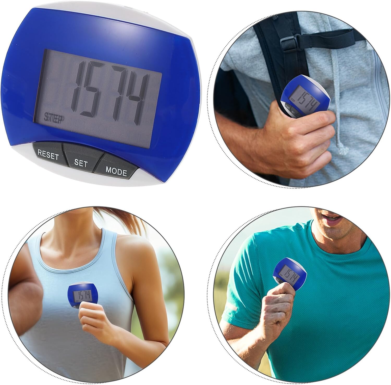 Accurate Portable Pedometer with Large Screen Multifunctional Step Counter for Outdoor Fitness Running Hiking Students High Precision Calorie and Distance Tracker for Walking