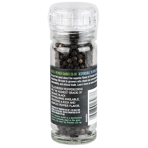 Miniatura 2 de Frontier Organic Tellicherry - Granos de pimienta negra con molinillo, 1.76 onzas