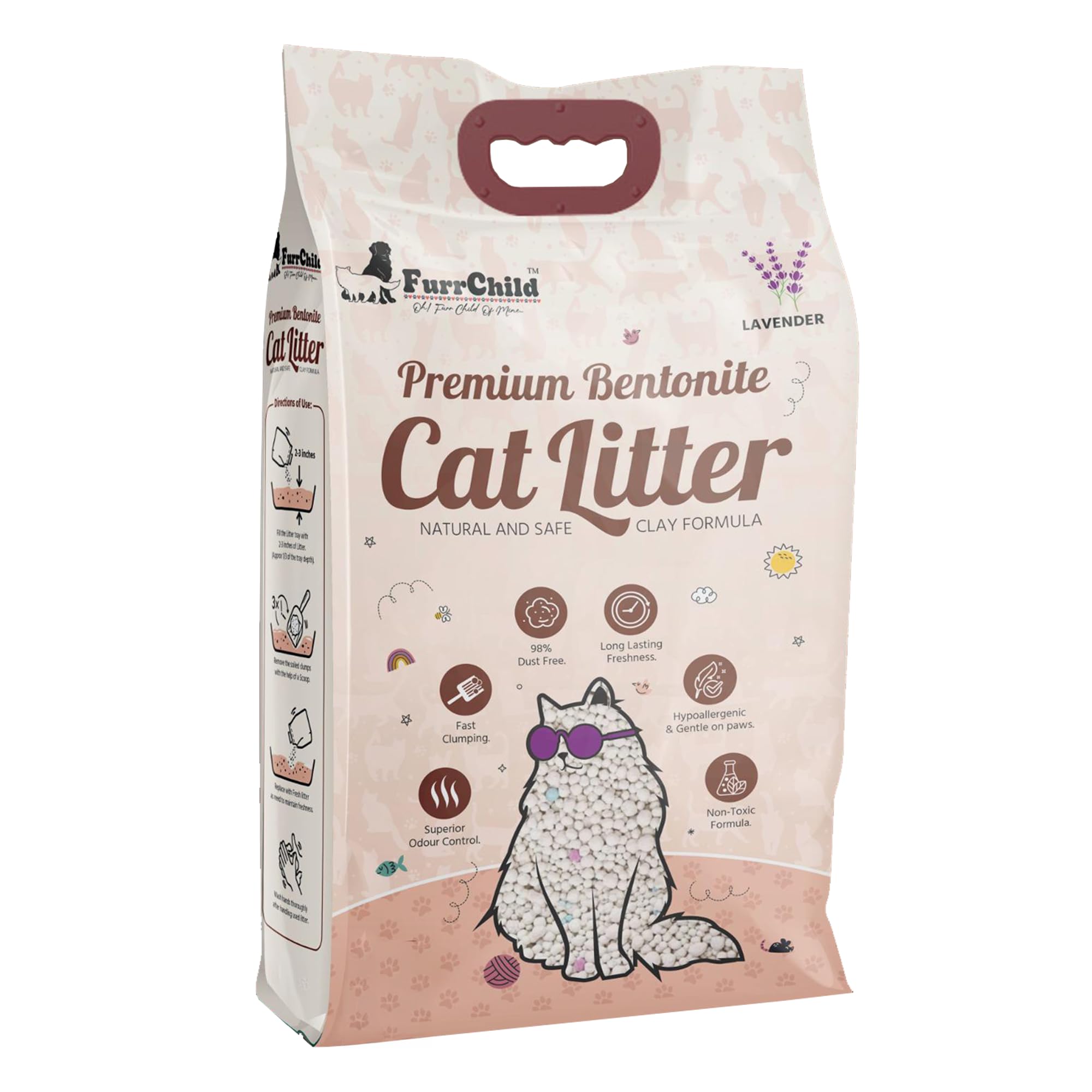 Natural Bentonite Cat Litter with Lavender Fragrance 5kgs | Fast Clumping, Strong Odor Control, Low Dust, Non-Toxic & Paw-Friendly Litter for Cats & Kittens-image-46