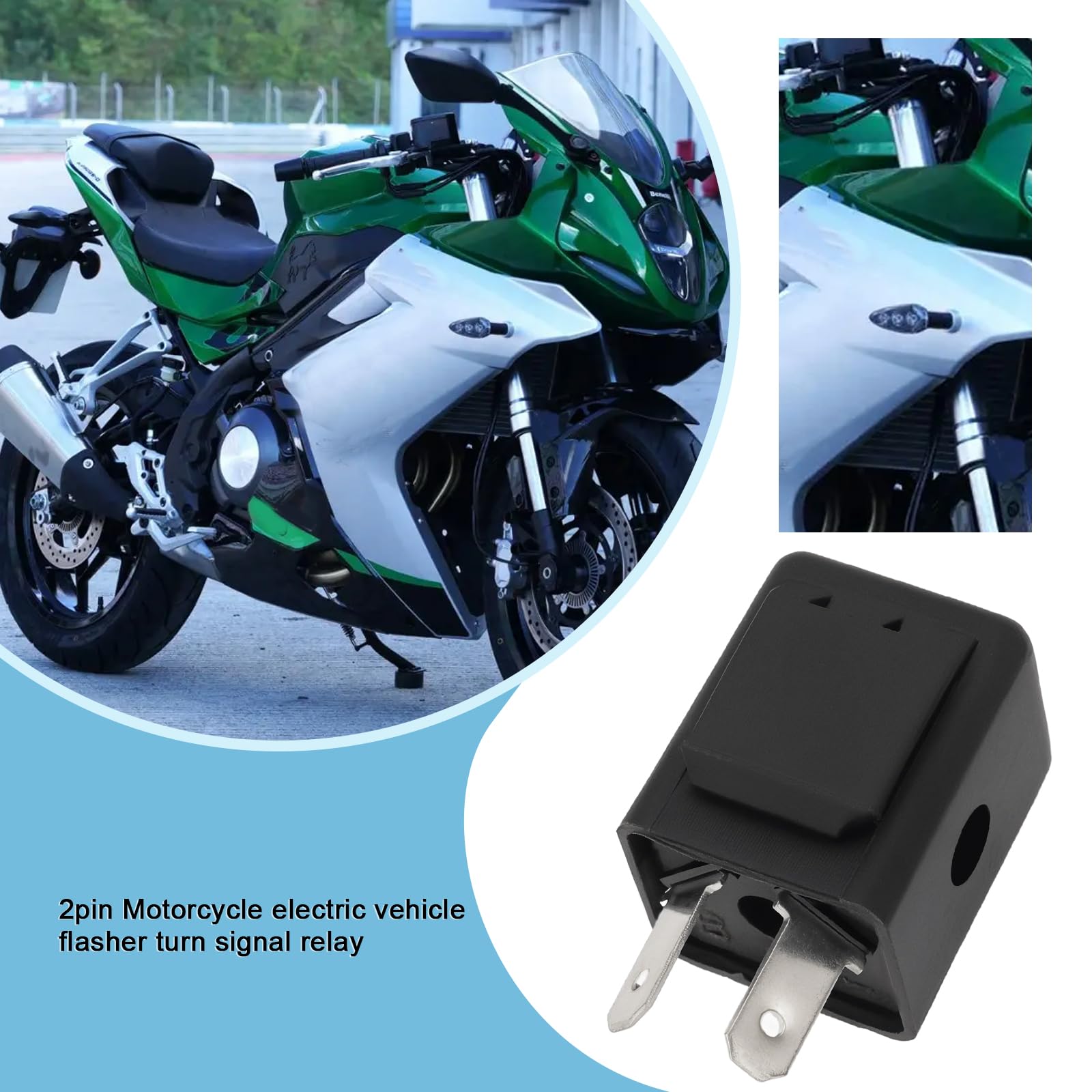 Micro Traders 2Pcs 12V Flasher Relay 2 Pin Motorcycle Flasher Relay Led Indicator Relay Audible Beeping Turn Signal Relay for Motorcycle, 0.1-150W Load Capacity