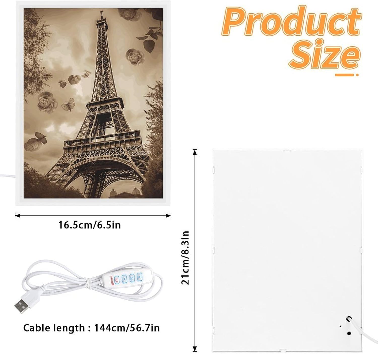 Paris Eiffel Tower Vanity Mirror LED Vanity Mirror with Lights 3 Color Modes with Lighted Makeup Mirrors Acrylic Decoration Desk Mirrors for Bedroom Bathroom8.3 x6.5 image 2