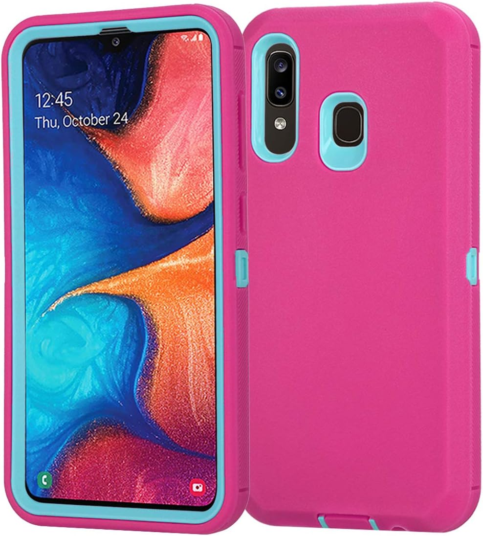 Annymall Samsung Galaxy A20 Case,Galaxy A30 Case,Galaxy A50 Case, Heavy Duty [with Built-in Screen Protector] Shockproof Defender Armor Protective Cover for Samsung Galaxy A20/A30/A50 (Rose/Green)
