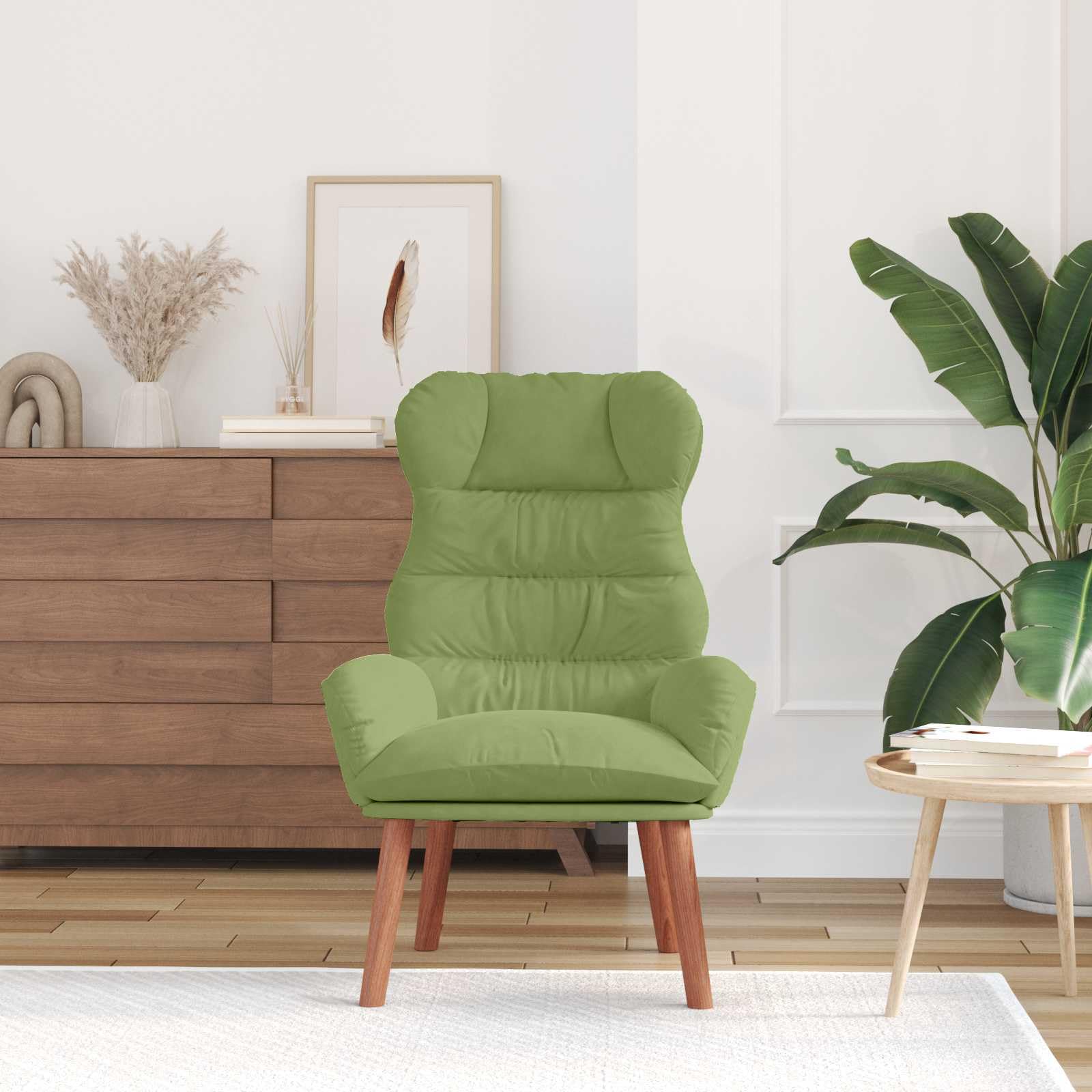 Aksamitny relaksacyjny nowoczesny do salonu 69 x 74 x 93 cm Zielony