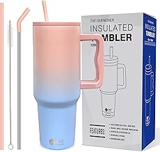 Stainless Steel Tumbler with Lid, Handle & Straws, Brush – Double Wall Insulated, Leakproof Hot & Cold Sipper Mug for Gym, Office, Travel (Standard, Candy Crush)