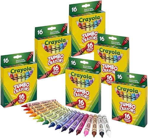 Miniatura 6 de Crayola Jumbo Crayons Bulk, 6 Sets of 16 Large Crayons for Toddlers & Kids, School Supplies, Gifts [Yaxa Exclusive]