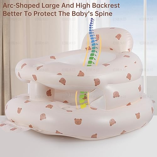 Miniatura 3 de Asiento inflable para bebé con barandillas de 3 a 36 meses, bomba de aire integrada, silla de verano para sentarse, asiento de piso con soporte