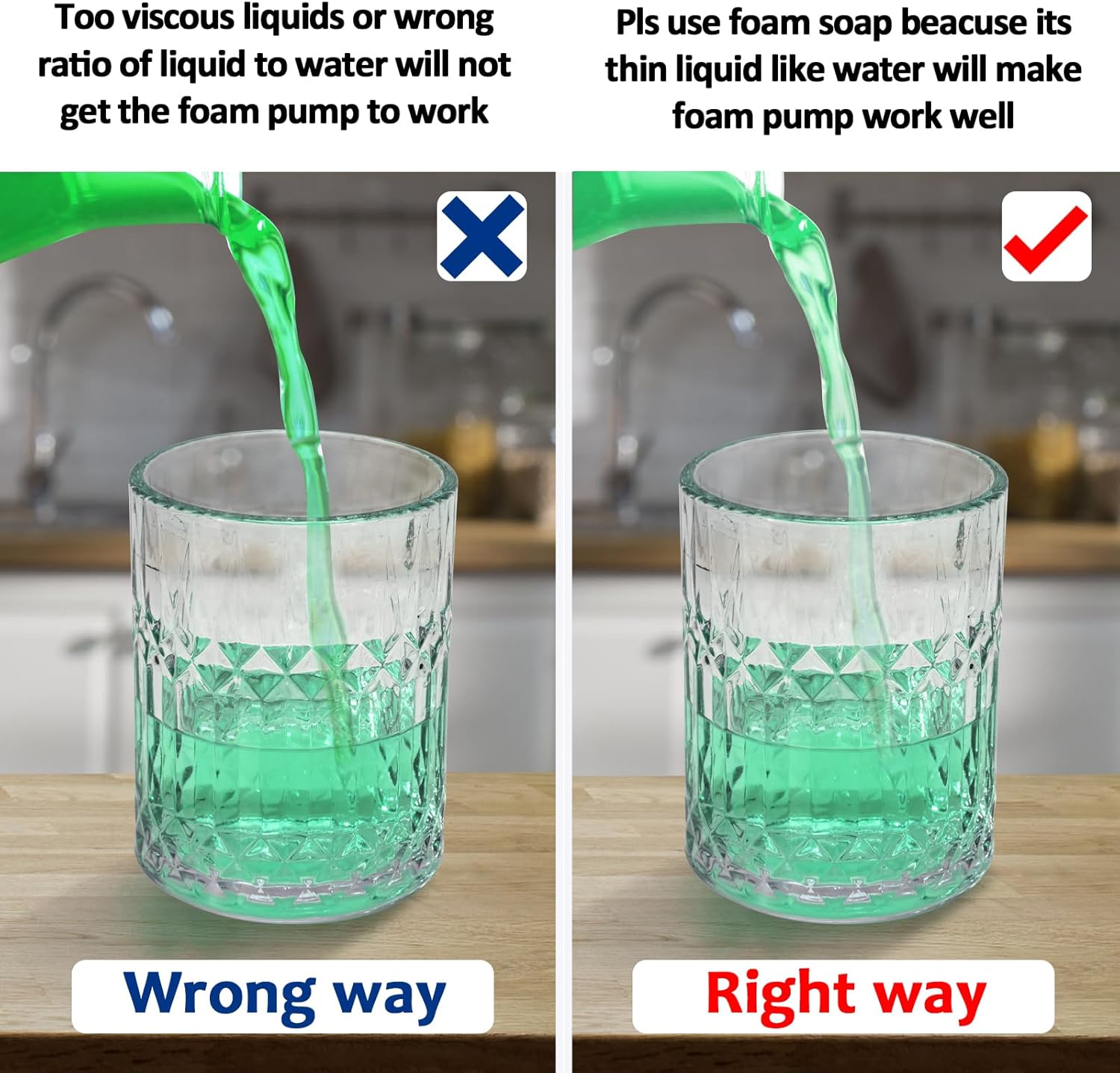 Bathroom Glass Soap Dispenser with Durable Rust-Proof Plastic Foam Pump Hand Lotion Dispenser Antislip Shampoo Kitchen 10oz - Image 5