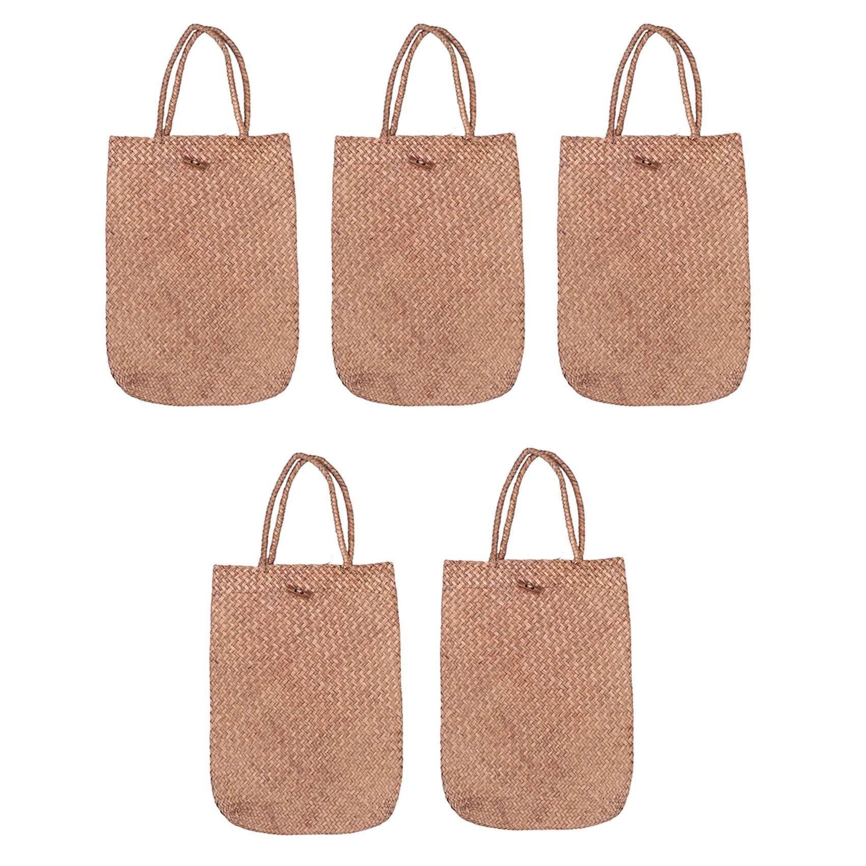 5 bolsas de mano de encaje de mimbre, bolsa de hombro, bolsa de paja de compras, Color de la foto, Talla
