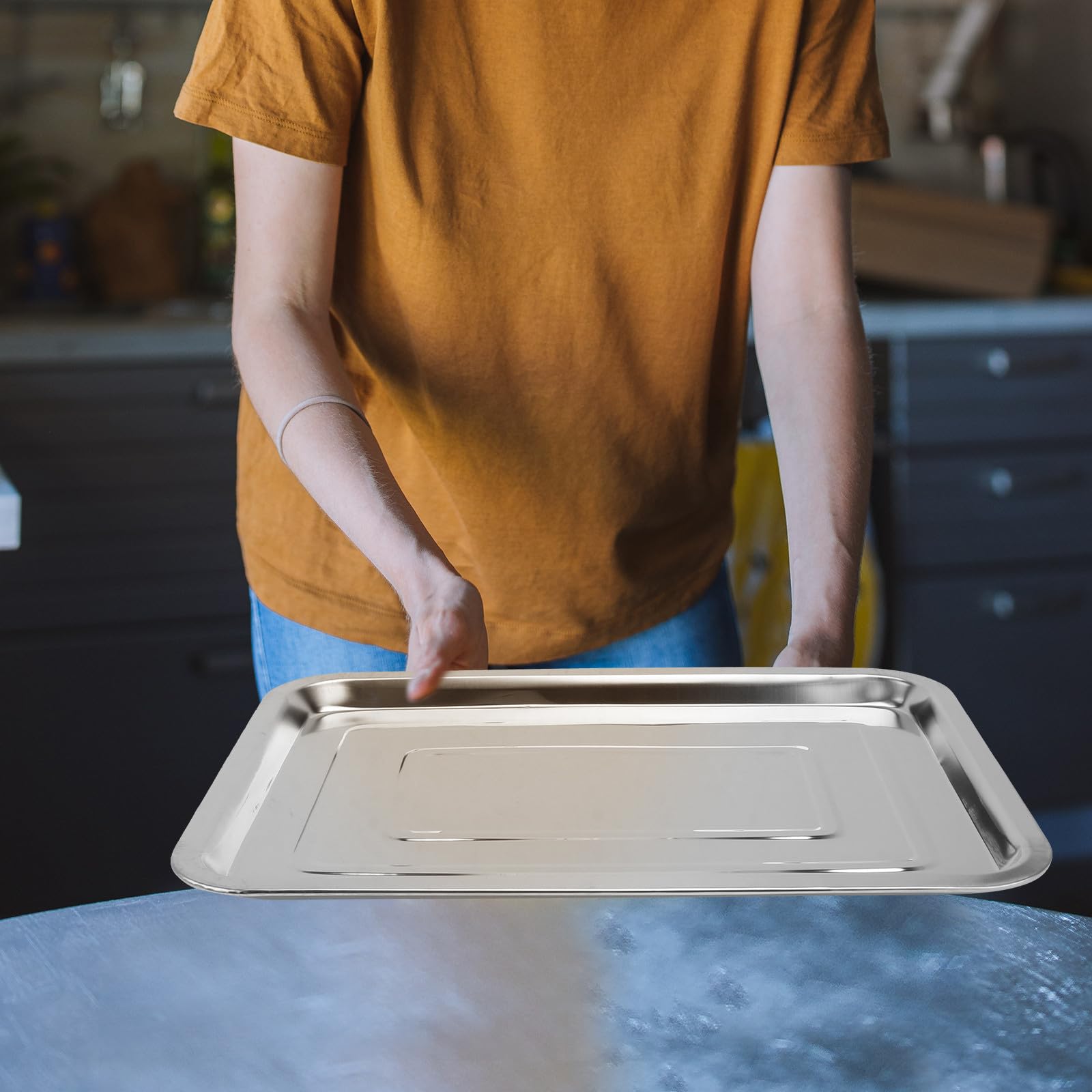 Set di 4 vassoi da portata in acciaio inox, design Ele per feste, eventi e uso quotidiano, perfetti per cibo, bevande e ac
