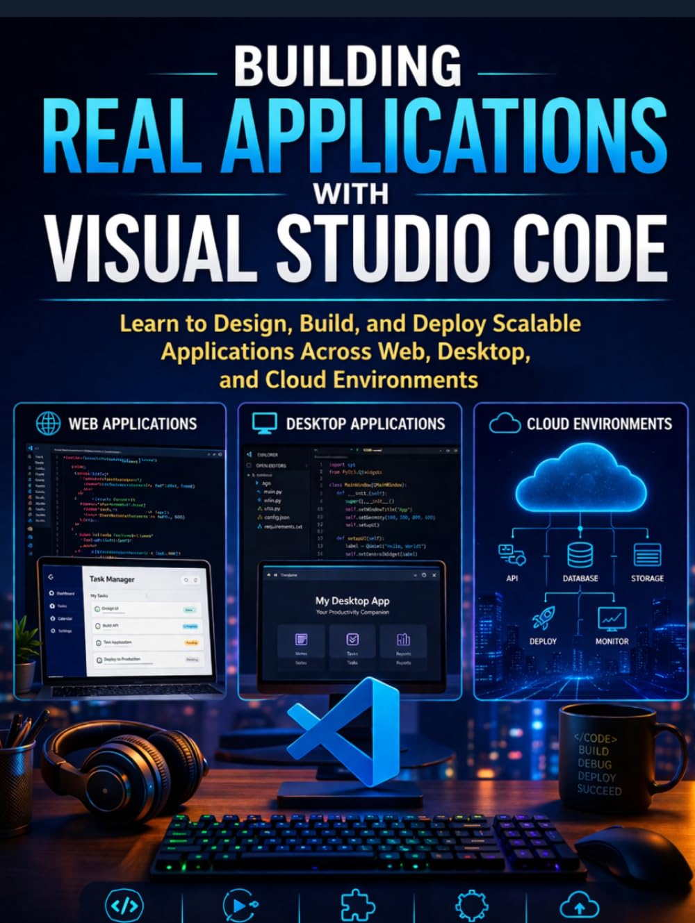 Building Real Applications with Visual Studio Code: Learn to Design, Build, and Deploy Scalable Applications Across Web, Desktop, and Cloud Environments