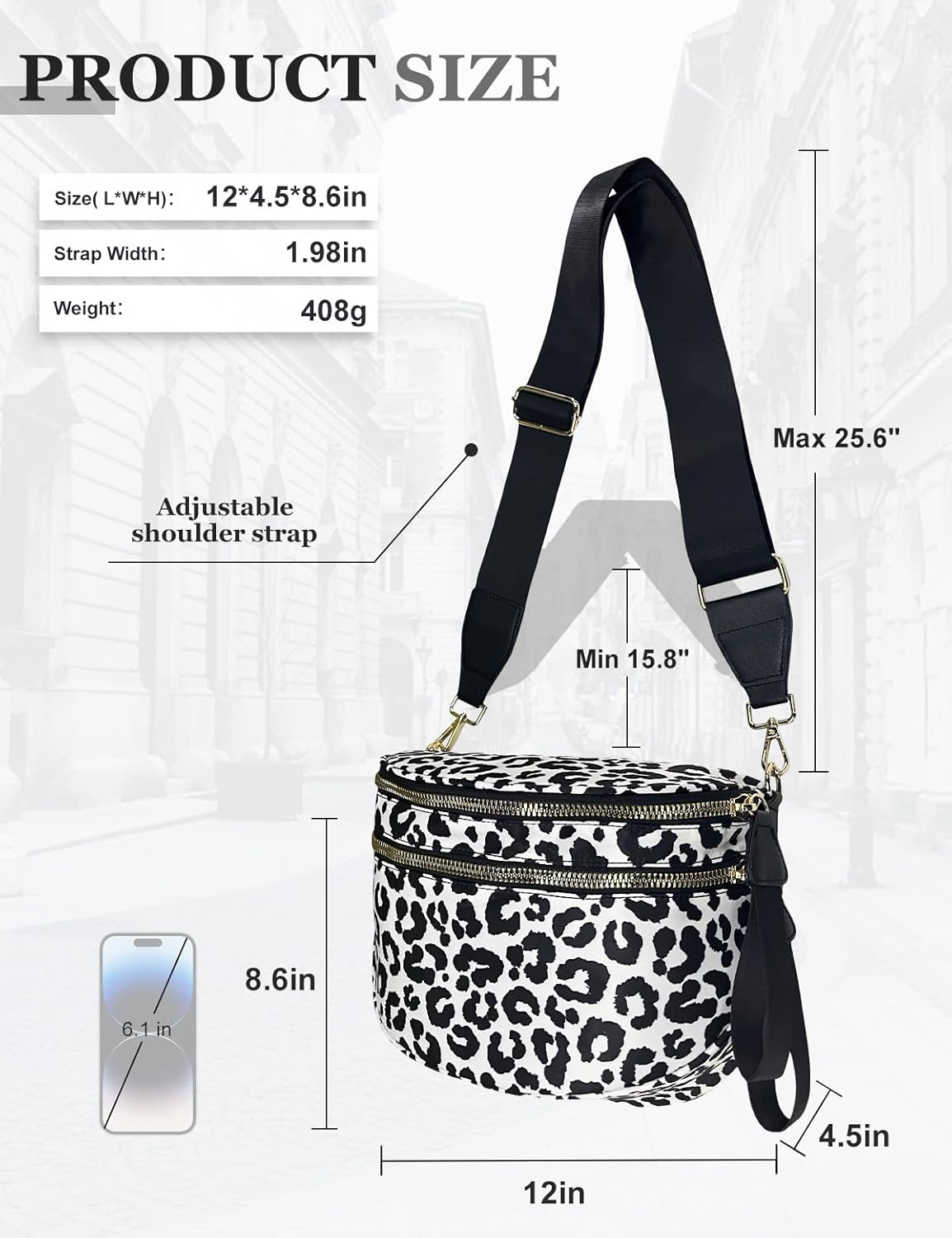 Checkered Nylon Crossbody Bag for Women, Spacious Checkered Bum Bag Purse Shoulder Bag Sling Bag with Shoulder Strap - Image 3