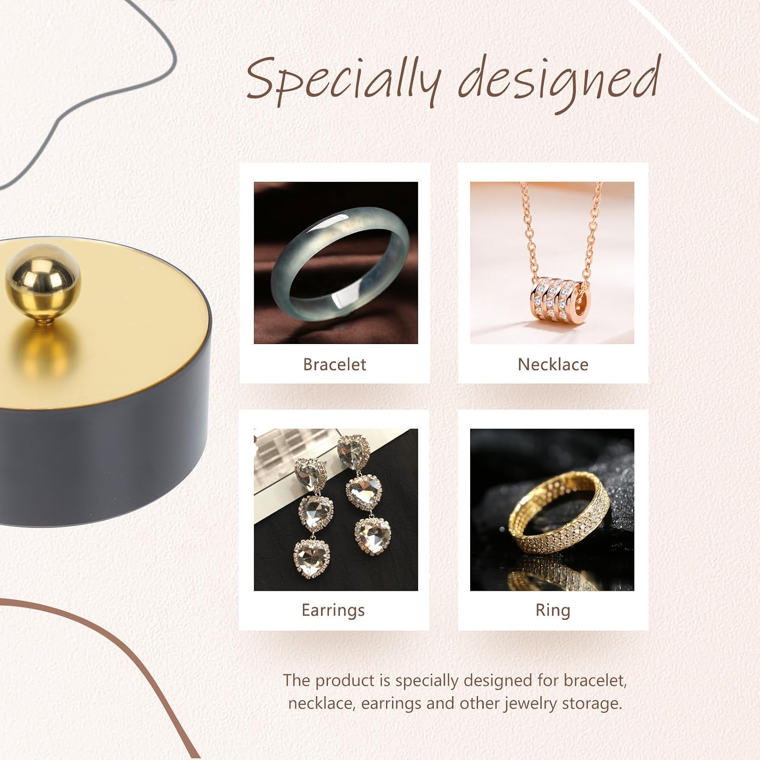 Homoyoyo Multi-functional Metal Cover Stackable Ring Earrings Storage Box image 3