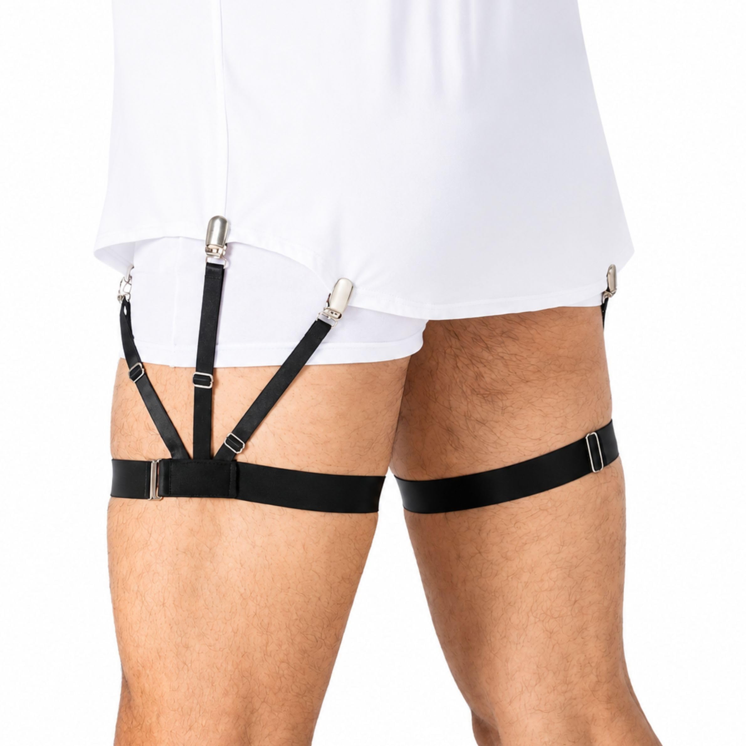 shyam export Men's Shirt Stays for Shirt Tucker Shirt Garter Shirt Suspenders Shirt Stays Leg Thigh Suspender Belt With Non-Slip Locking Clamps-picture-34