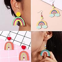 Vista 5 de 18 dijes acrílicos con estampado bohemio de arcoíris, pequeños y frescos y lindos estilo arcoíris, cuentas para manualidades, collares, pulseras