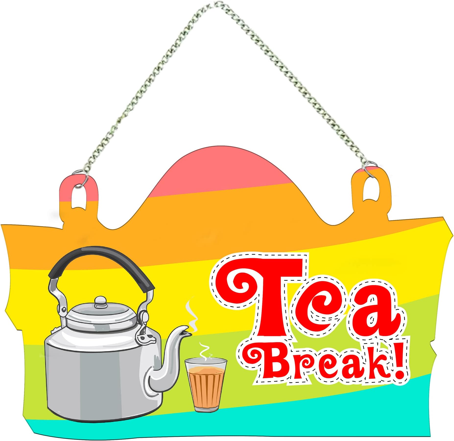 Artvibes Tea Break Quote Wooden Wall Hanging for Home Decor | Office | Gifts | Bedroom | Decoration Wall Hanger | Kitchen Wood Decor | Modern Artwork Items(WH_3702NN)