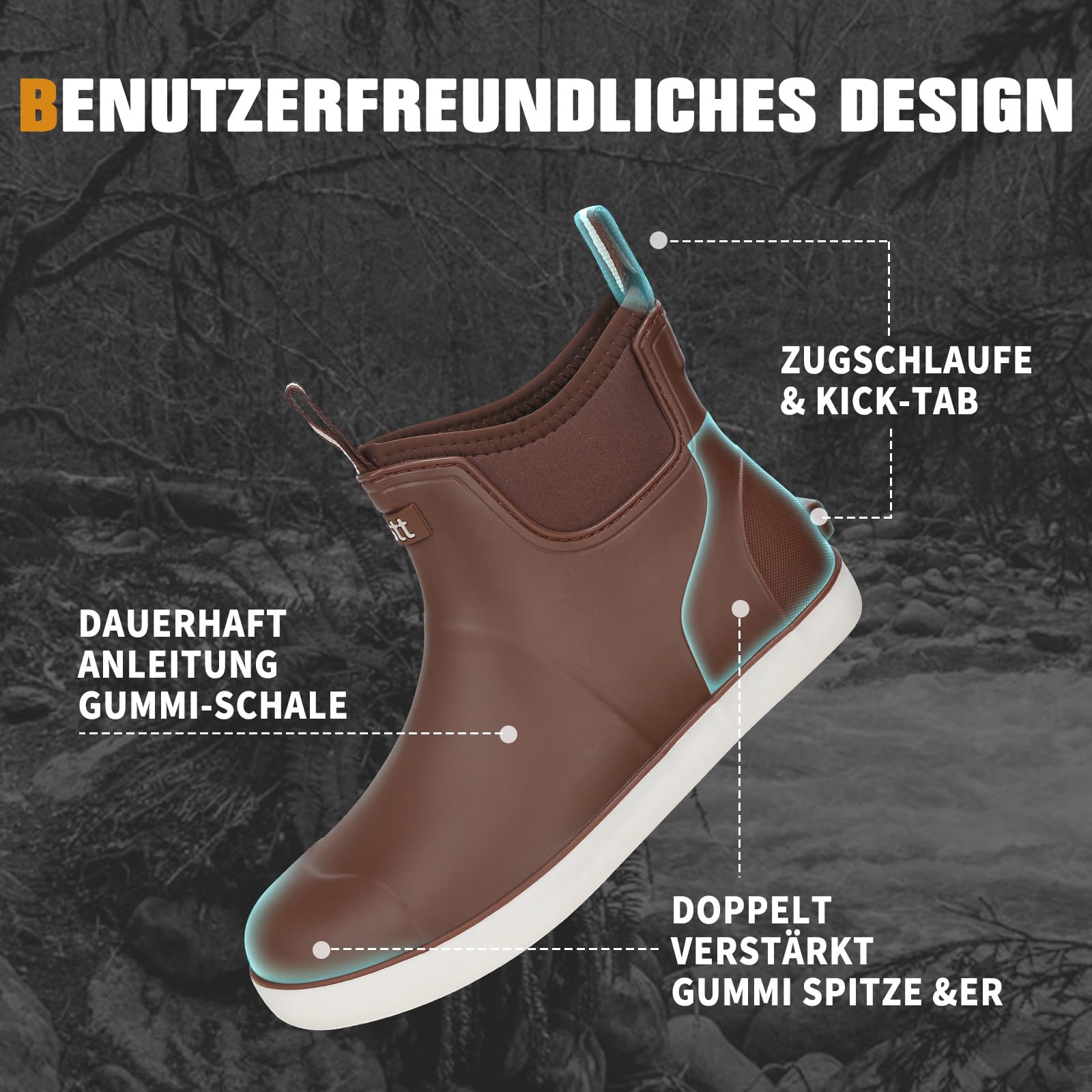 Yenxapei Stivali Gomma Uomo, Stivali Da Pesca, Stivaletti Antinfortunistica Uomo, Da Esterno Antiscivolo Da Pioggia Shorty Boots, Comode Leggere Scarpe Da Giardino