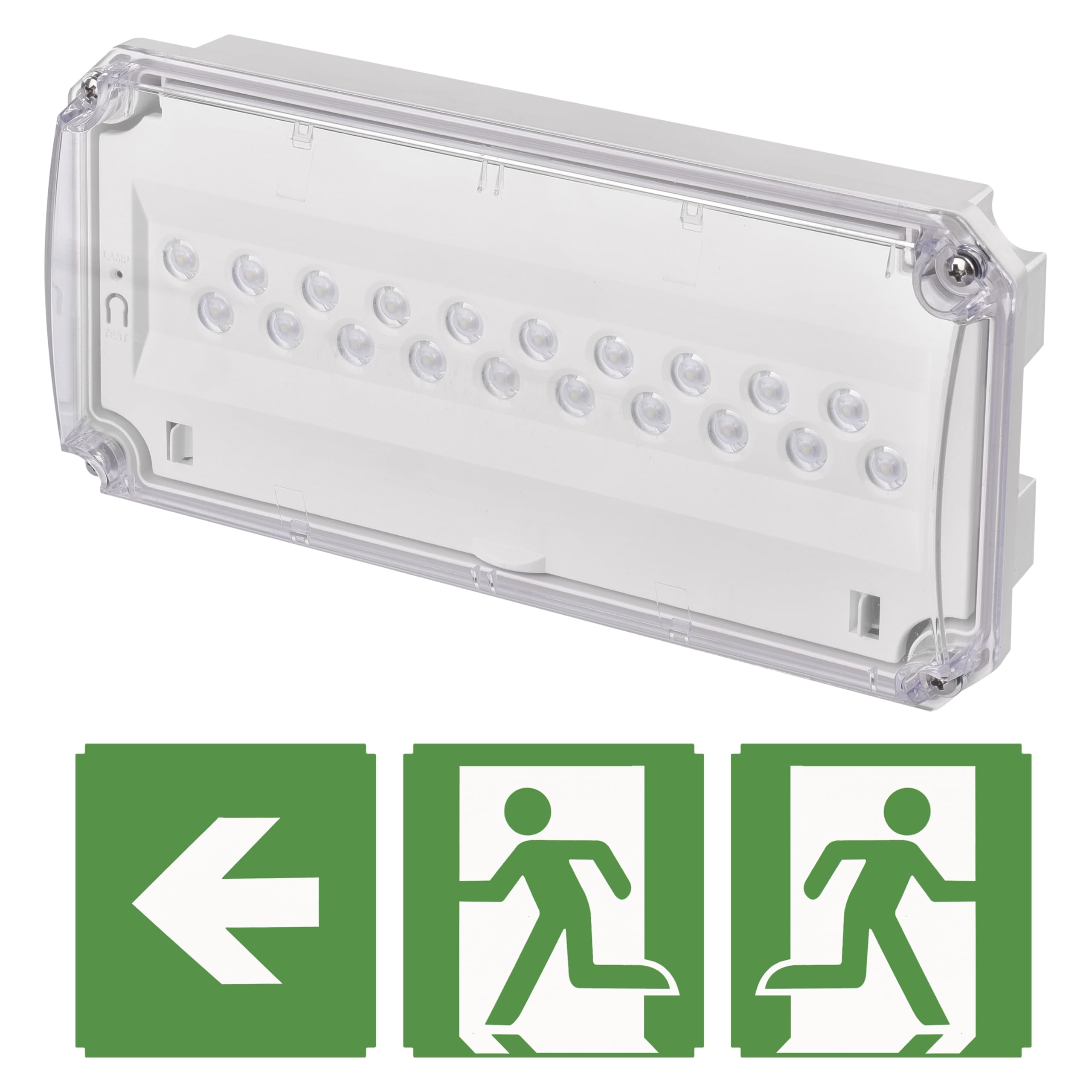 EMOS - Lampe de sécurité LED NESSI 4 W avec batterie - Éclairage anti-panique avec bouton de test manuel et automatique - Mode d'urgence 3 heures - Montage en saillie - Lumière blanche froide
