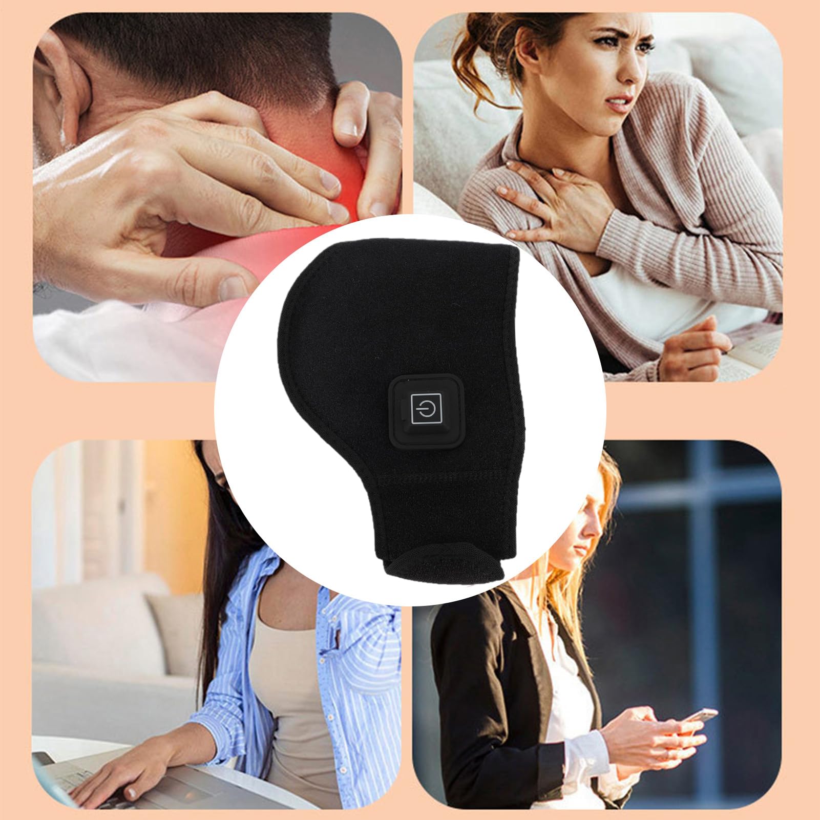 Almohadilla Térmica Para Cuello - Calentador Con 3 Ajustes De Temperatura,Almohadilla Térmica Para Cuello Con Correa Ajustable | Para Alivio De Molestias Cervicales En Mujeres Hombres Y