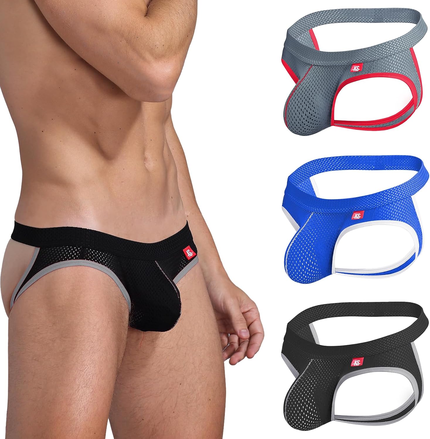 KAREN SPACE Men's Jock Strap Breathable Mesh Sexy Mens Underwear Athletic Supporters for Men