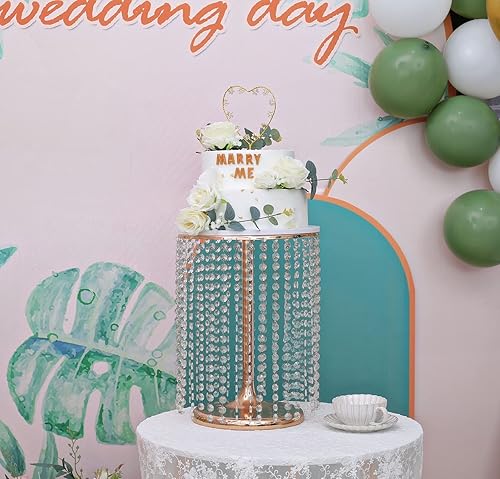 Miniatura 2 de Soporte para pastel con colgante de cristal de 12 pulgadas de diámetro, juego de mesa de postre dorado de 16 pulgadas de alto, puede sostener grueso