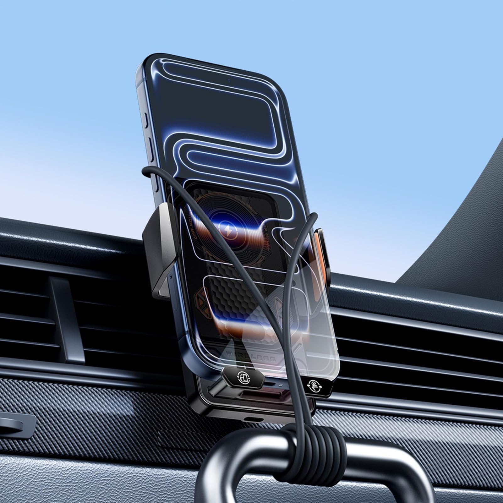 Supporto per telefono da auto, porta smartphone con funzione di ricarica wireless, supporto per bocchetta dell'aria dell'auto, per rimorchio, camper, berline, pickup, trattore, camion