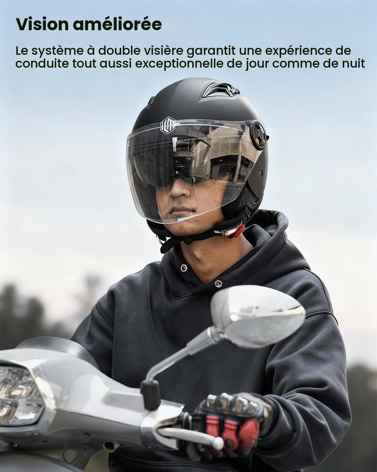 ILM Casque Moto Homme Femme Homologué ECE 22.06 Ouvert Vintage Retro 3/4 avec Double Visière pour Adulte Scooter Cruiser Moto Modèle HS399