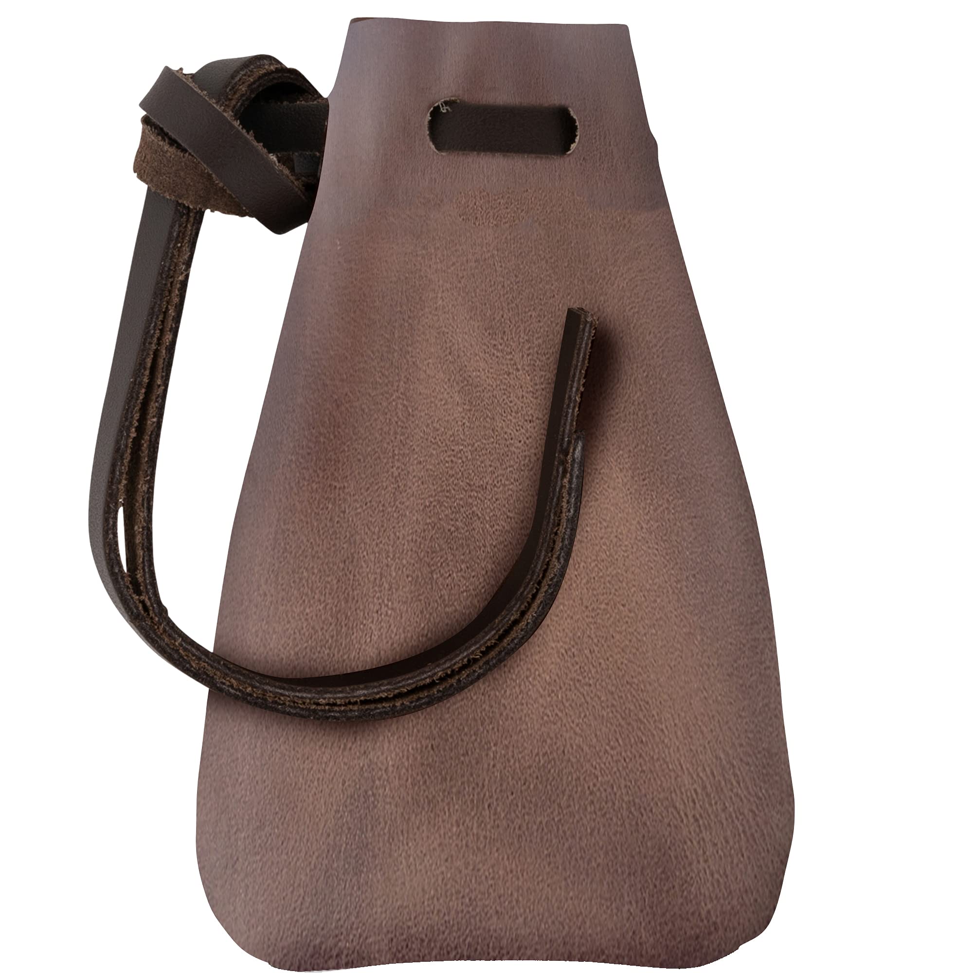 Nabob Leather Leather Drawstring Pouch, Coin Bag, Medicine Tobacco Pouch Medieval Reenactment Made in U.S.A Size 4.75" x 3"