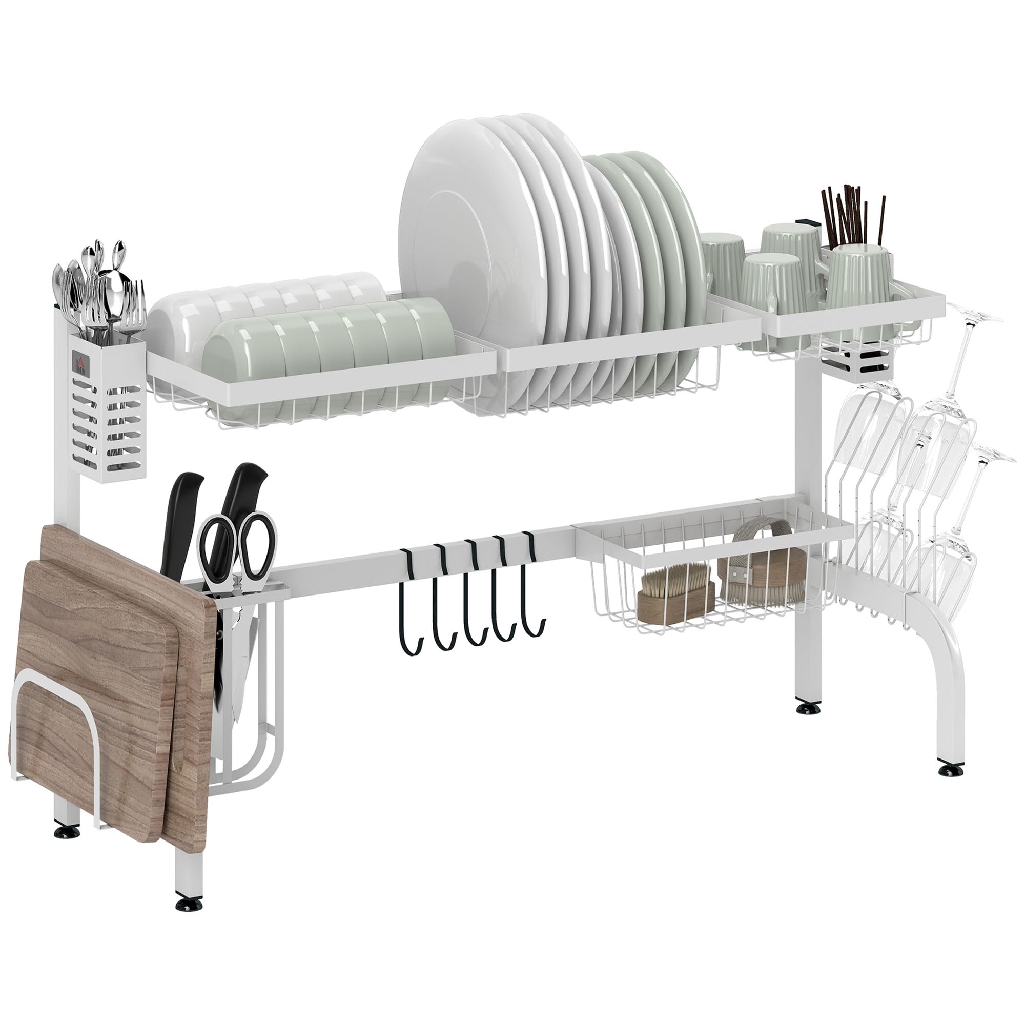 HOMCOM Égouttoir 2 Niveaux sur évier 100x30x54.5 cm Blanc
