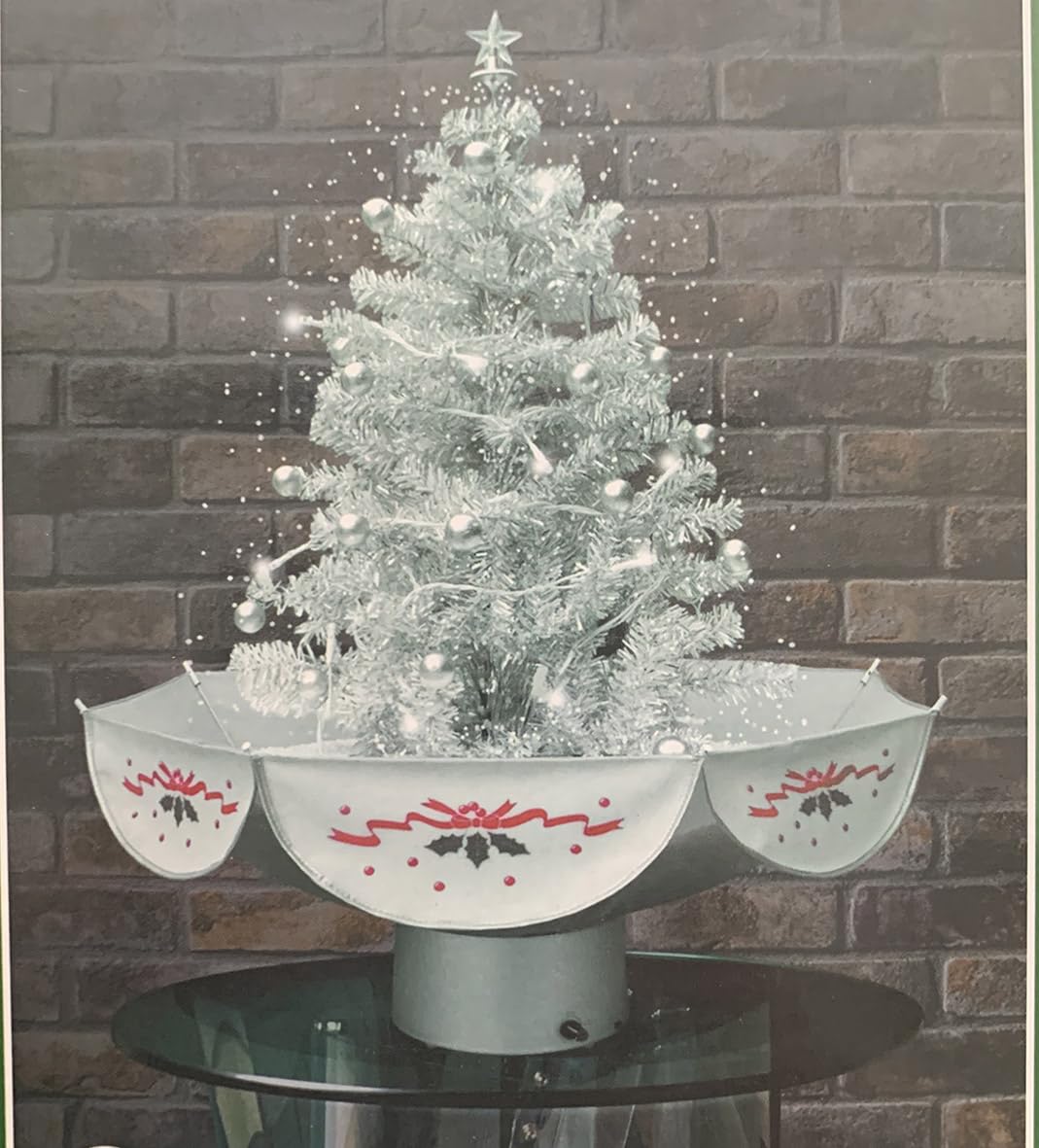 Snowmotion Silver Snowing Mini Christmas Tree - 75Cm/2Ft6in Tall - Complete With Lights; Baubles;Snow; (Silver)