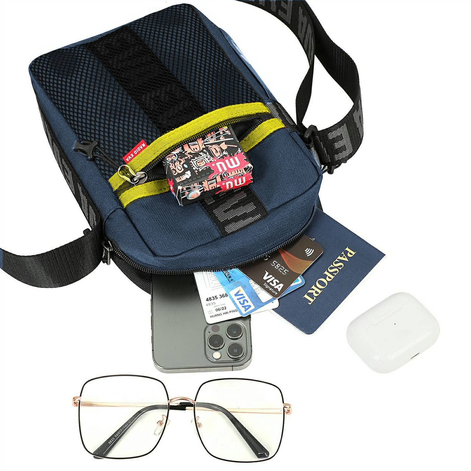 FIREFIRST x RADIO EVA Evangelion Mini Bolso Cruzado Bolso De Hombro | Minibolso Cruzado Eva; Colaboración Oficial; Bolso Ligero Para Cosplay; Ideal Para Escuela, Excursiones, Viajar