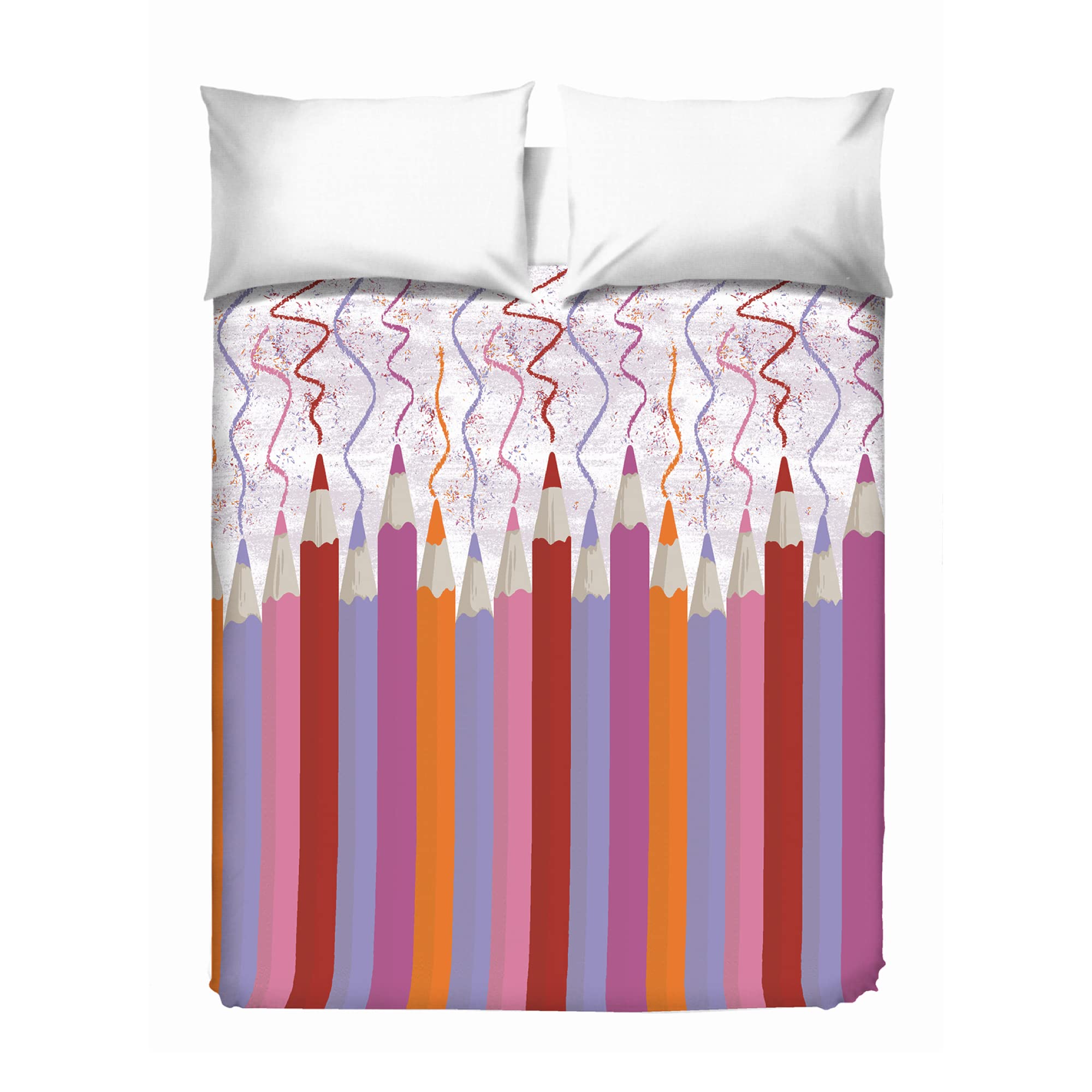 PENSIERI DELICATI Tagesdecke 260 x 280 cm, Einzeltuch 100% Baumwolle Pique, Ideal Zum Thema Wohnen, Decke Salva Bett Einzelne, Fantasie Bleistifte Rosa, 100% Made in Italy