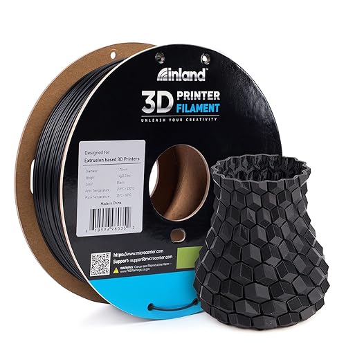 Inalnd - Filamento de PLA para impresora 3D, carrete de 2.2 libras (1 kg), Negro