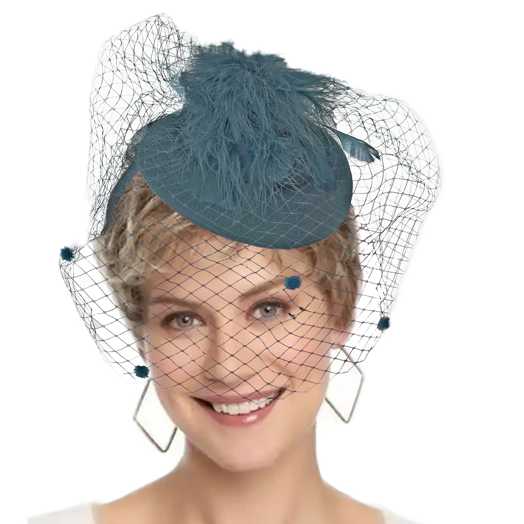 Fascinators Hat Women Tea Party Pillbox Veil Cocktail Mesh Hat