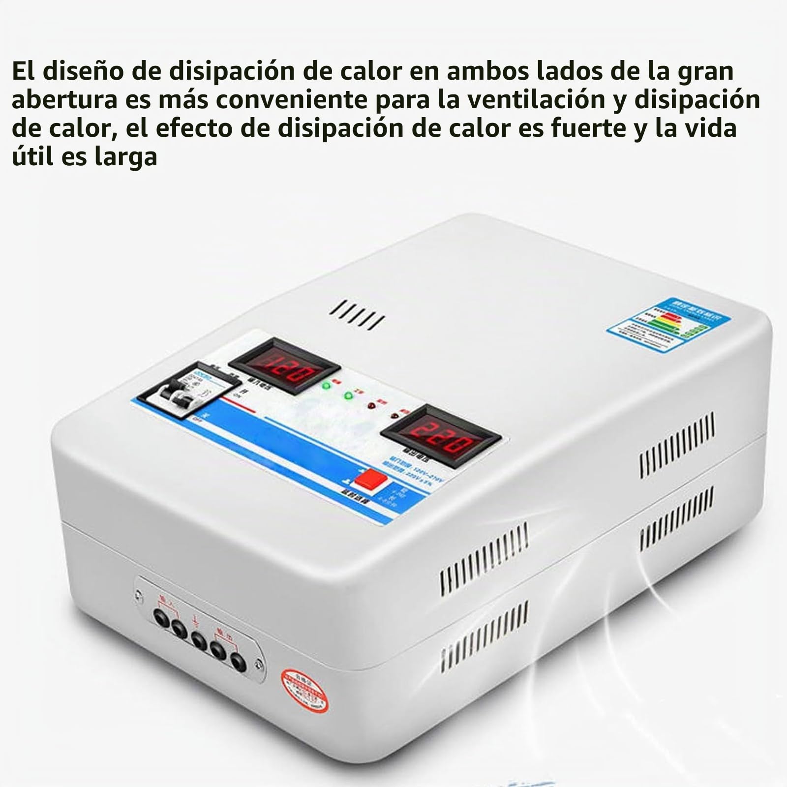 Estabilizador De Voltaje 220V 15000W,Estabilizador De Voltaje De Potencia Automático con Pantalla Digital Dual,Regulador De Aire Acondicionado De Alta Potencia Cobre Puro para El Hogar