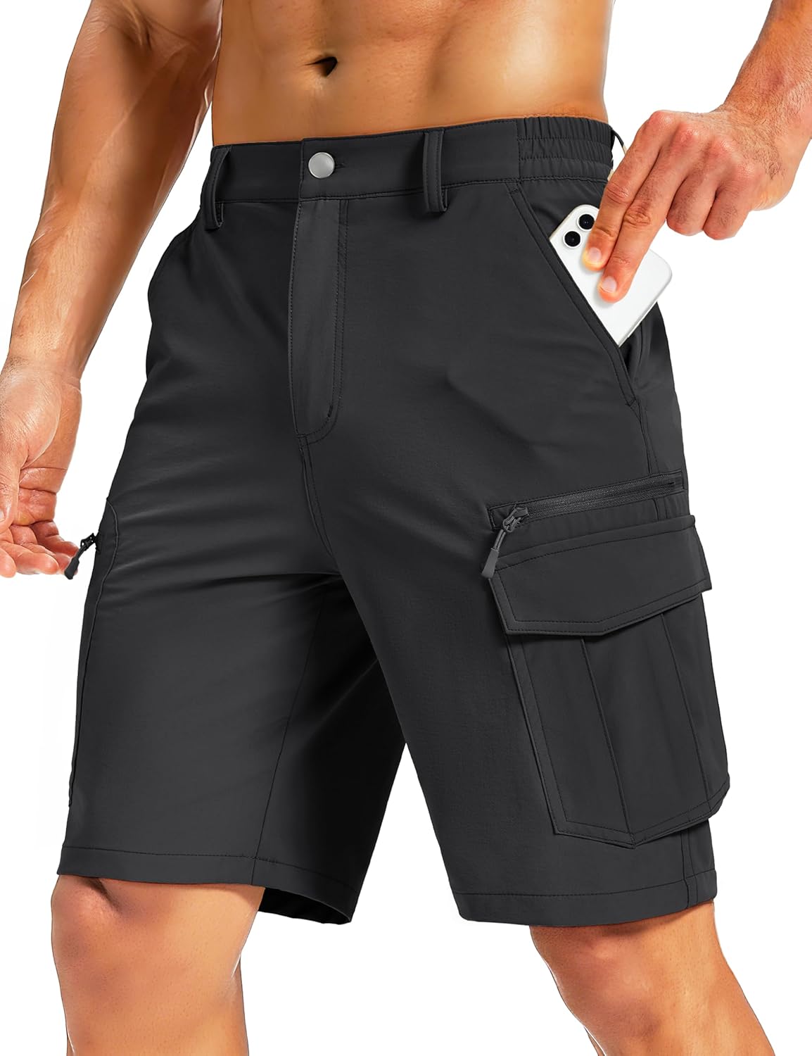 MAGCOMSEN Mens Hiking Cargo Shorts 9" Quick Dry Lightweight Shorts with 7 Pockets Outdoor Work Shorts Fishing Casual