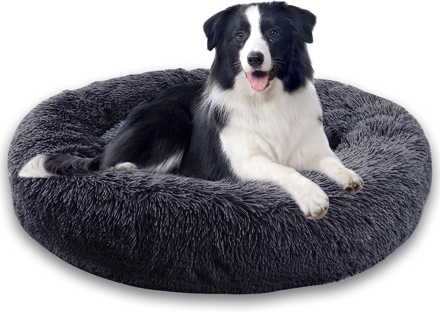 WORLDUP Calming Donut Dog Bed, Round Fluffy Dog Beds for Large Dogs, AntiAnxiety