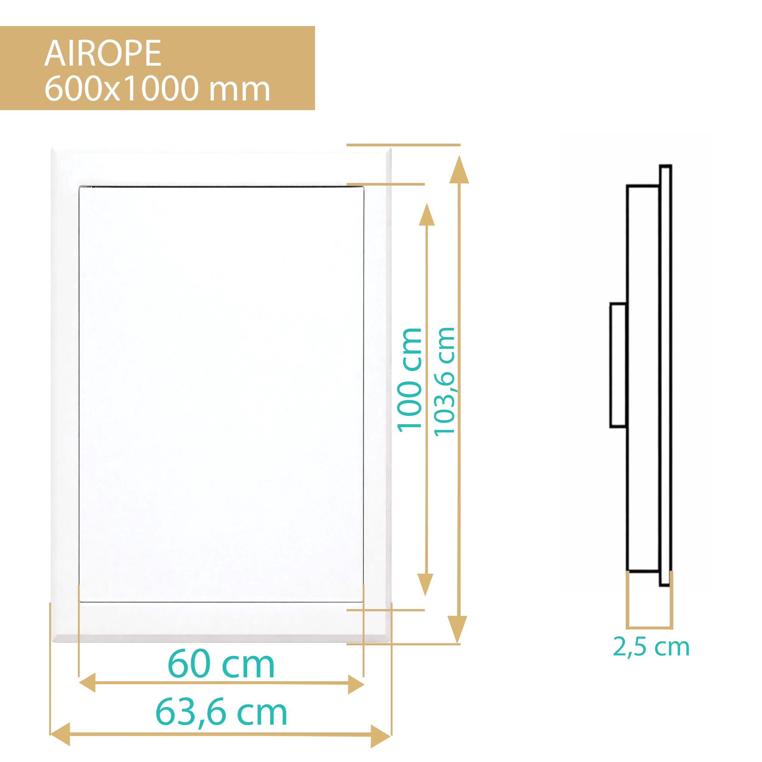 AIROPE – 600x1000 mm Trappe de Visite en Acier Blanc,Fermeture à Loquet Sécurisé,Spéciale Plafond et Mur, Ouverture Gauche/Droite,Panneau d’Accès Compteur d’Eau,Baignoire,Tuyaux - 4