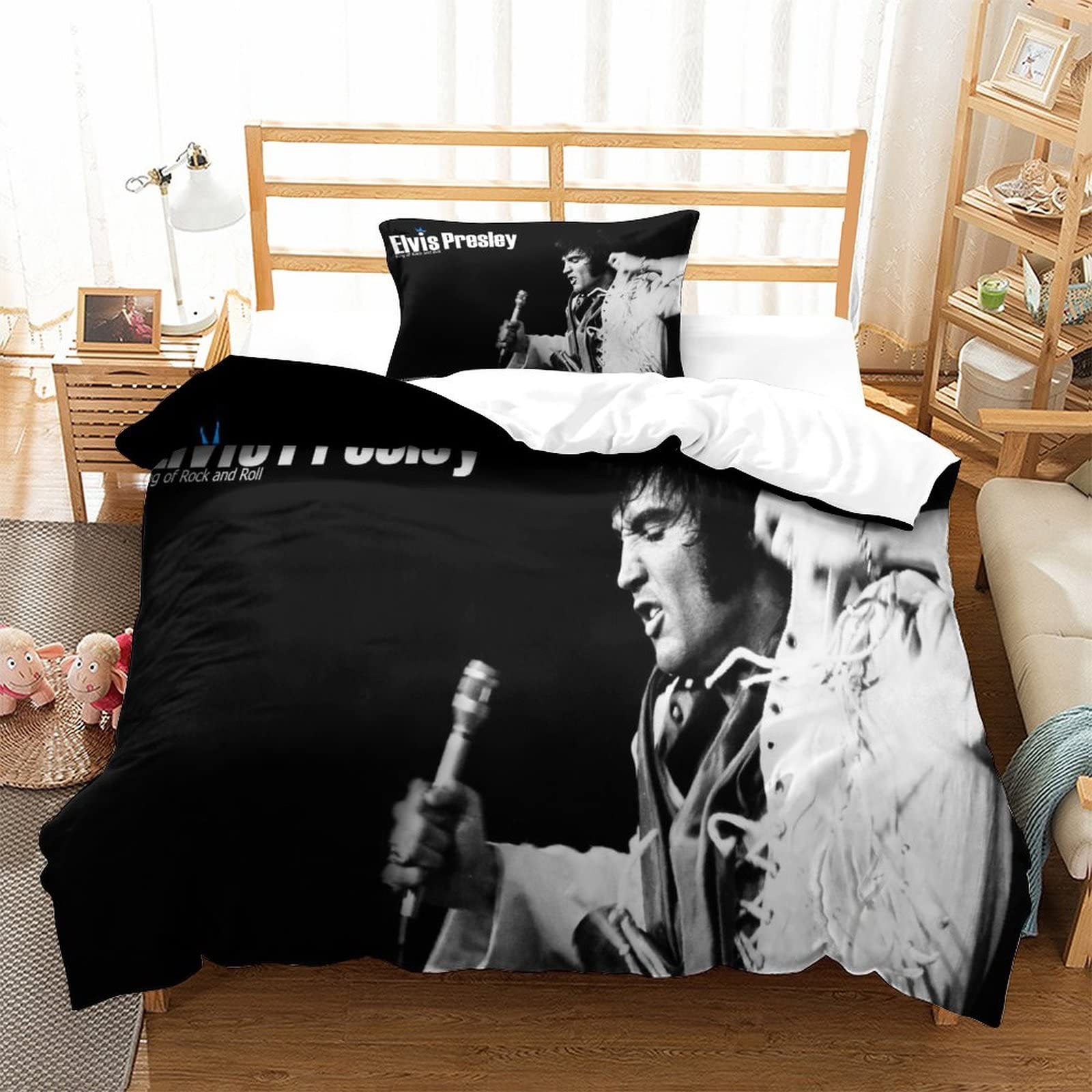Shaari Housse De Couette Elvis Presley, Parure De Lit 140x200cm 3D En
