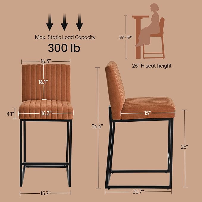 Butaco Moderno Tapizado 26'' Naranja Set 3 miniatura 2
